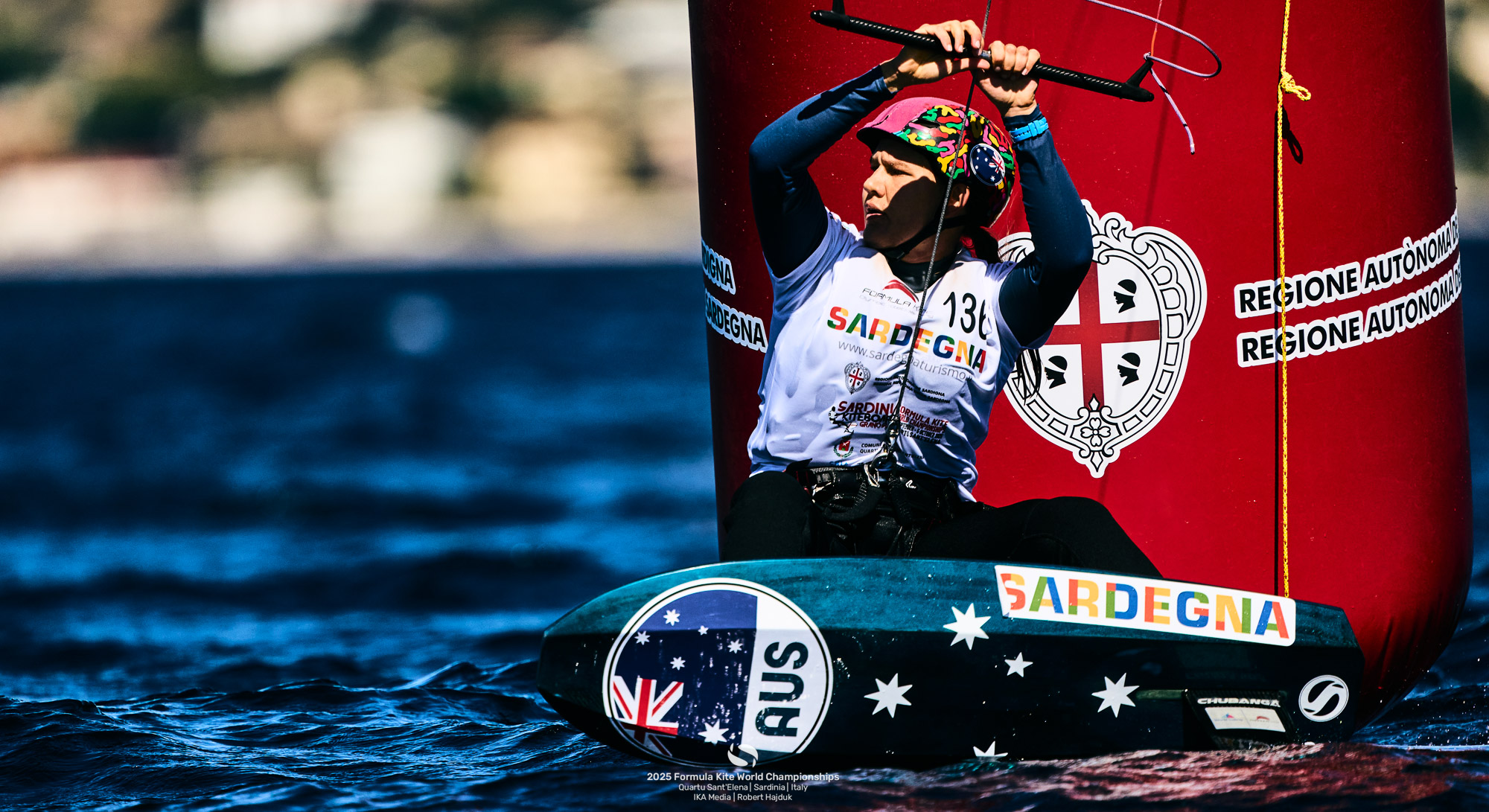 © IKA media/Robert Hajduk: Breiana Whitehead on the charge with two bullets in women's fleet