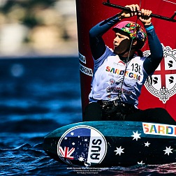 © IKA media/Robert Hajduk: Breiana Whitehead on the charge with two bullets in women's fleet